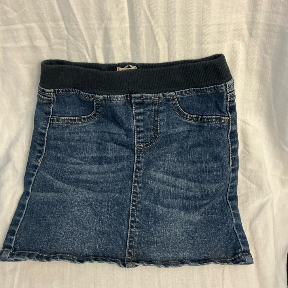 Denim Mini Skirt with Navy Waistband‎